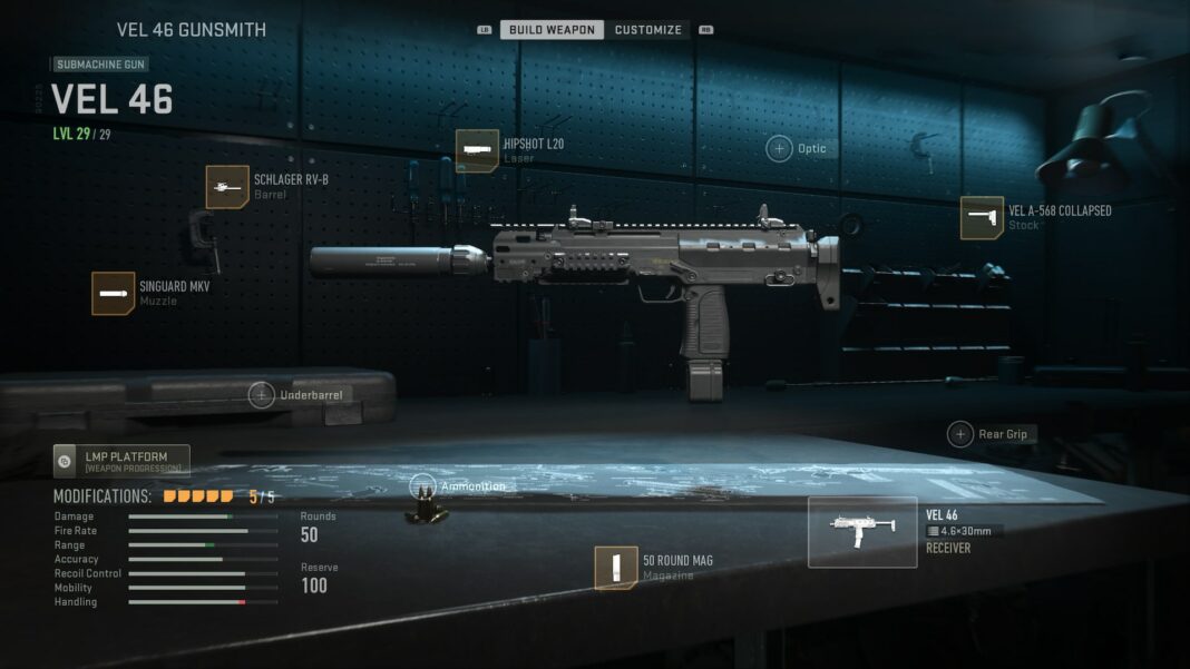 Bester VEL 46 MP7-Build in Modern Warfare 2: Anhänge, Ausrüstung und Klasseneinrichtung
