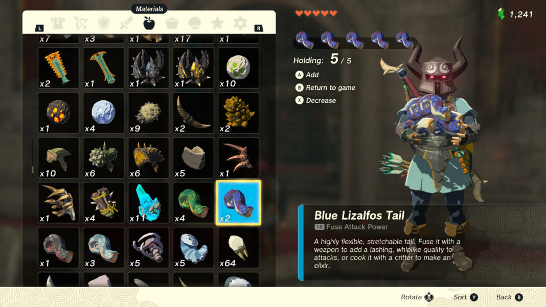 Zelda Tears of the Kingdom Blue Lizalfos Tail-Standorte und Farming-Spots
