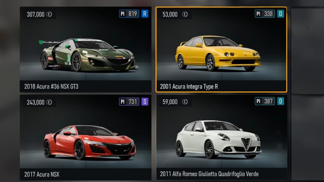Die schnellsten Autos in Forza Motorsport, Rangliste
